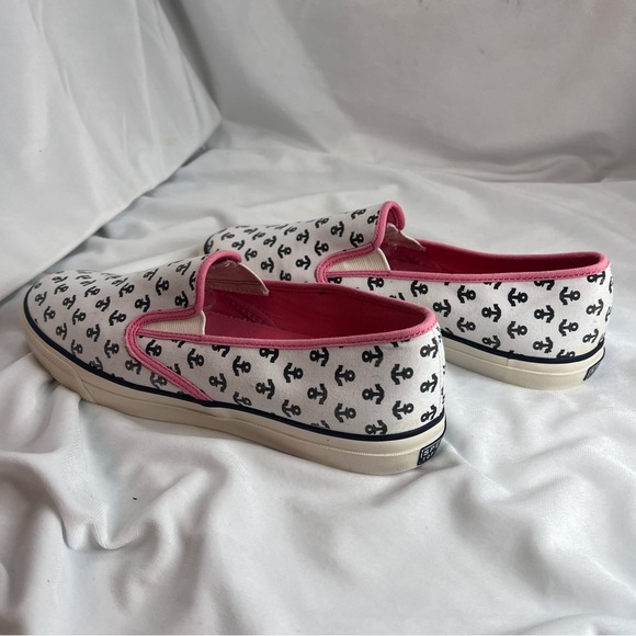 Sperry White and Pink Nautical Anchor Slip-On Shoes - Picture 5 of 7